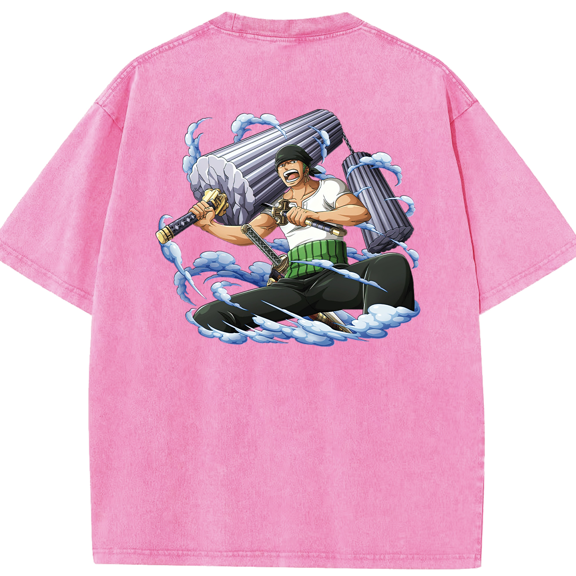 ワンピース ロロノア・ゾロ ONE PIECE Roronoa Zoro 綿100% ヴィンテージ風 半袖Tシャツ（背面プリント）